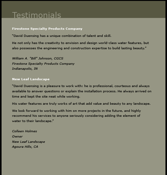 Firestone & New Leaf Testimonials