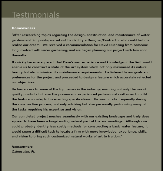 Homeowners Testimonials